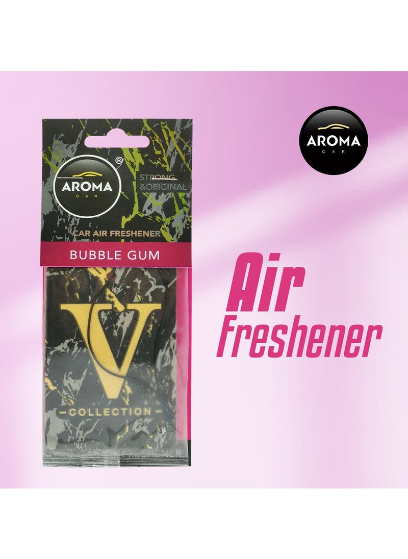 Aroma - Aroma V Collection  Bubble Gum Scented Car Air Freshener, LongLasting Fragrance - Image 1