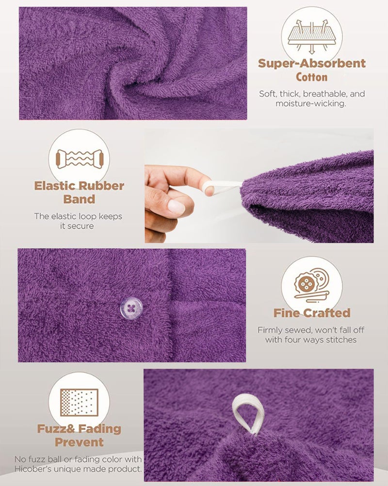 Textila Stores Textila 100% Cotton Hair Wrap Towels for Women (Pack of 2, Plum & Green) â€“ Soft & Absorbent Turban Towels for Long, Curly, Frizz-Prone Hair - Image 4