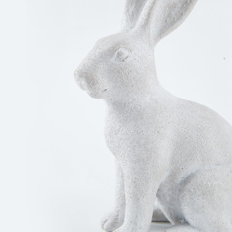 DN DECONATION White Frosted Resin Bunny Figurines Set of 2, Rabbit Statues Indoor Easter Decorations for Spring Home Decor, Decorative Easter Bunny Ornaments for Table Centerpiece Living Room Decor - Image 5