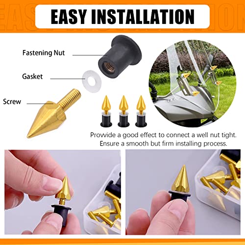 Rustark مسامير زجاج الرياح للدراجات النارية من روستارك 15 قطعة من الألمنيوم (ذهبي) - Image 5