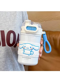 New KUROMI Thermal Cup Stainless Steel Straw Bottle for Students KU-2373 White Yugui dog