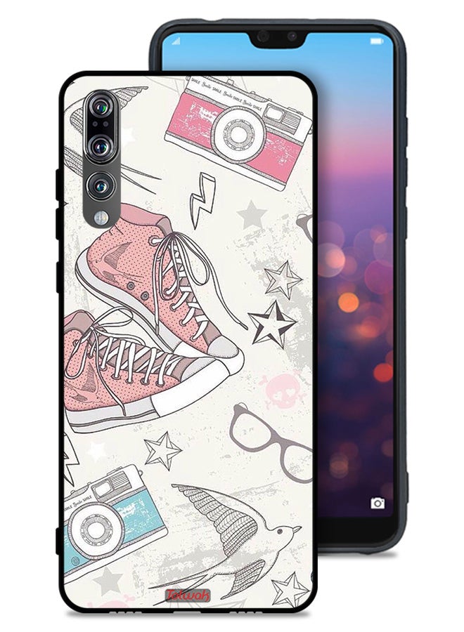 Tolwak Huawei P20 Pro Protective Case Cover Canva Shoes And Camera Art - Image 1