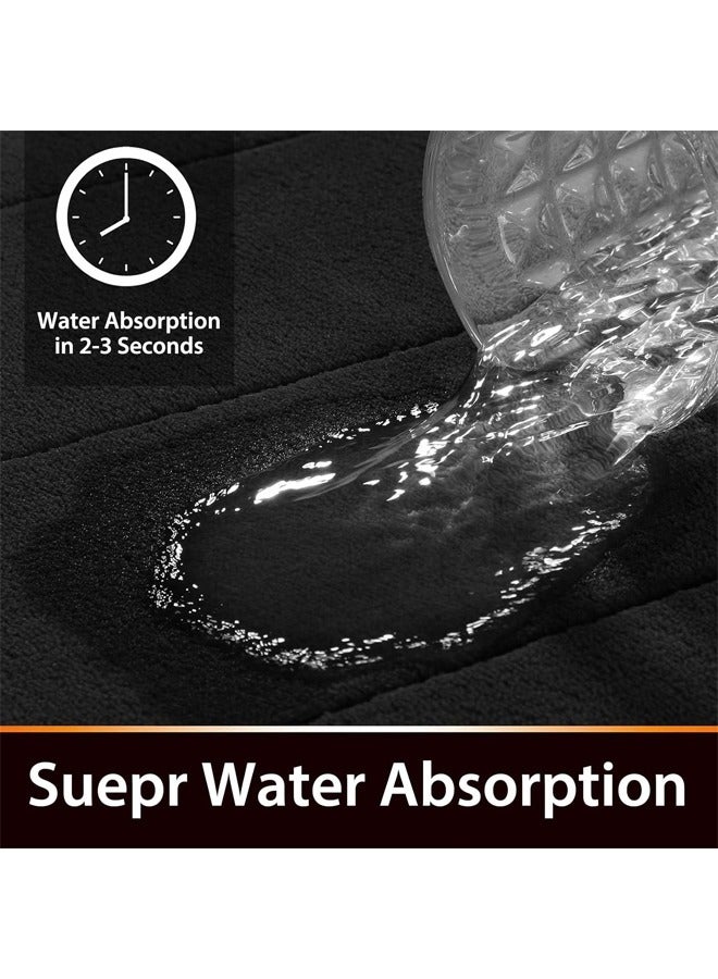 3-Piece Bathroom Rug Set, Simple Striped Coral Velvet Floor Mat, Bathroom Absorbent Non-slip Mat, Household Toilet Three-piece Foot Mat Set for Tub Shower and Bathroom（Black）  - Image 4
