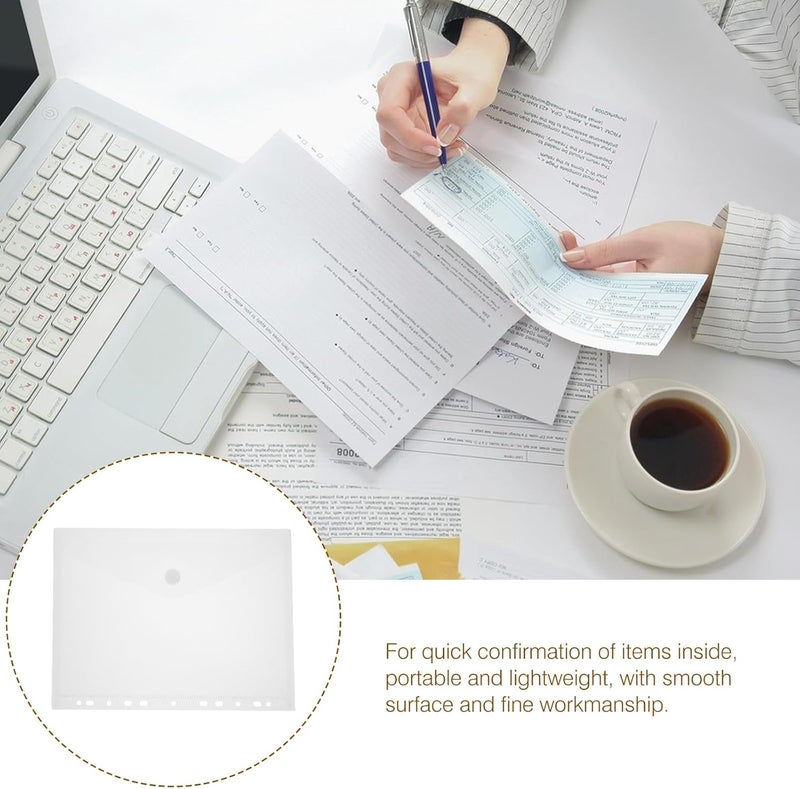 4 Pcs A4 Plastic Document Folders with Sticker Button Closure, Frosted File Pockets for Office and School Filing, Organizer Bags for Document Storage - Image 3