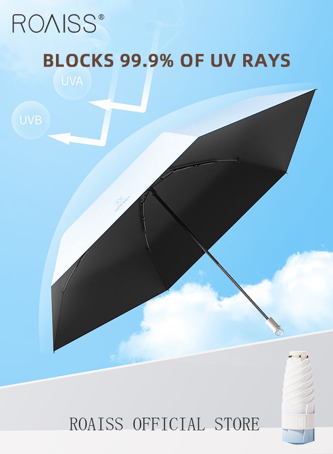 roaiss Mini Pull Ring Handle Umbrella Unisex with Gradient Color 6 Ribs Vinyl Sunblock Umbrella Ideal for Travel Rain or Shine Dual Use Compact UV Protection Rain Resistant and Windproof Parasol - Image 2