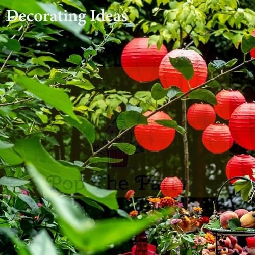 Pop The Party 12-Inch Red Round Paper Lanterns – Pack of 5 | Hanging Party Decorations for Indoor & Outdoor Birthday, Wedding, Baby Shower & Event Decor - Image 5