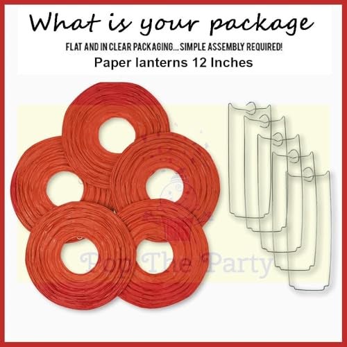 Pop The Party 12-Inch Red Round Paper Lanterns – Pack of 5 | Hanging Party Decorations for Indoor & Outdoor Birthday, Wedding, Baby Shower & Event Decor - Image 2