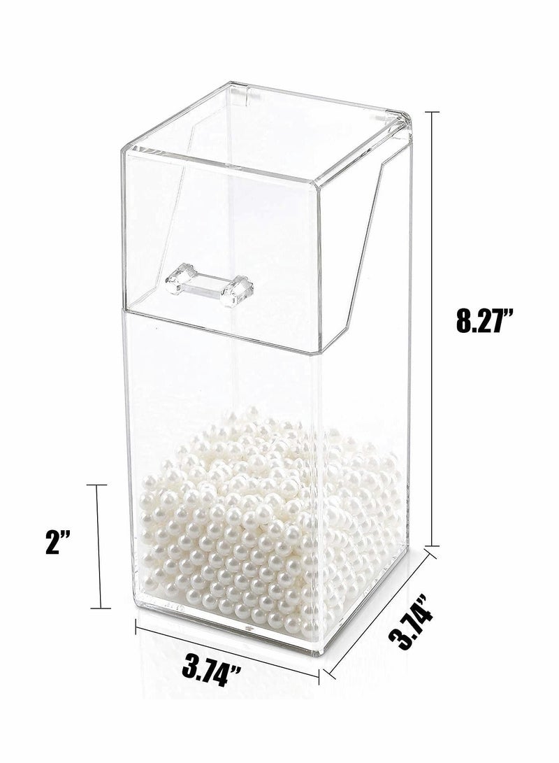 Excefore حامل فرش المكياج مع غطاء مقاوم للغبار، منظم مكياج أكريليك شفاف مع لؤلؤة بيضاء مجانية، صندوق تخزين بسعة كبيرة - Image 5