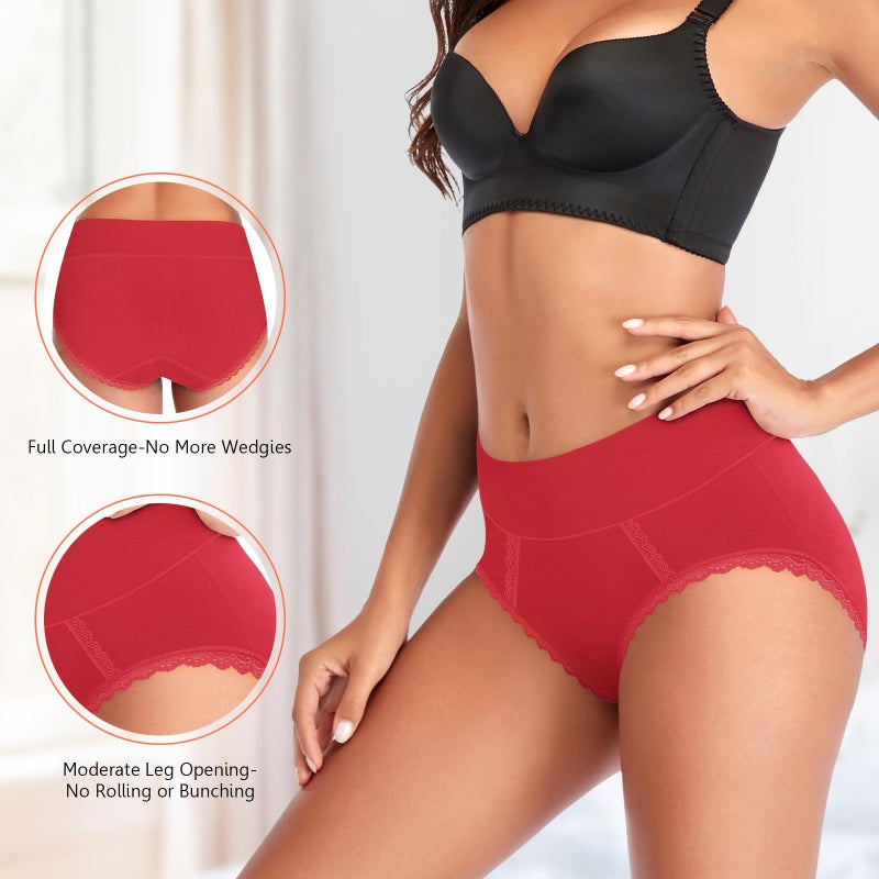 MISSWHO Womens Underwear Cotton High Waisted Panties Soft Tummy Control Calzones Mujer Briefs For Ladies Size Large - Image 3