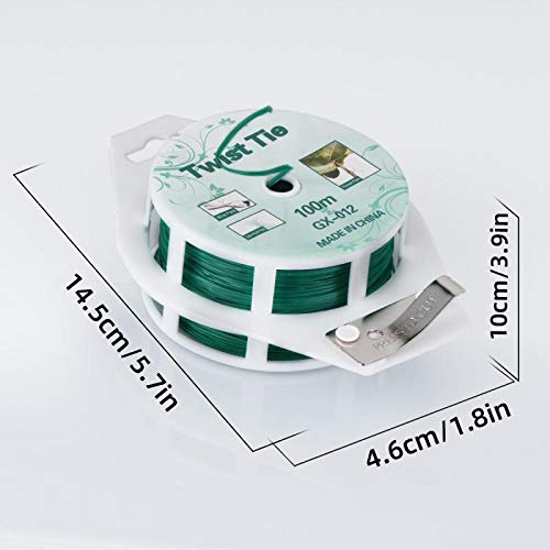 YDSL 328ft (100m) Twist Ties, Green Garden Plant Ties with Cutter for Gardening and Office Organization, Home - Image 2