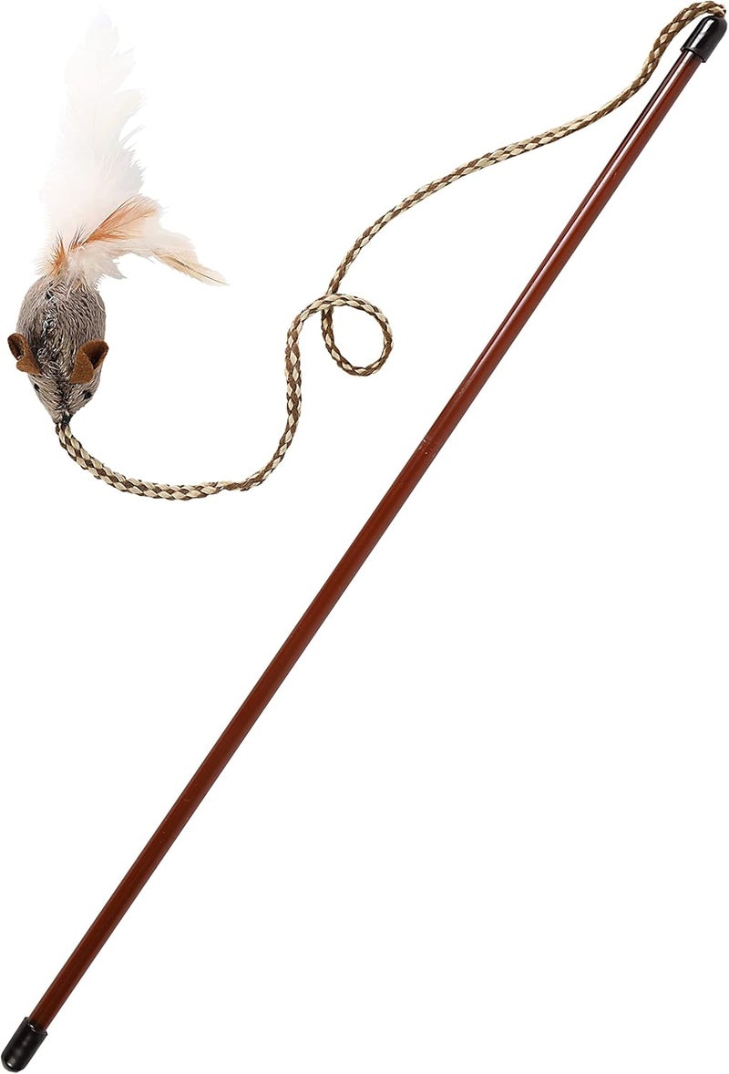 Our Pets Play-N-Squeak Teathered & Feathered Play Wand Cat Toy - Image 1