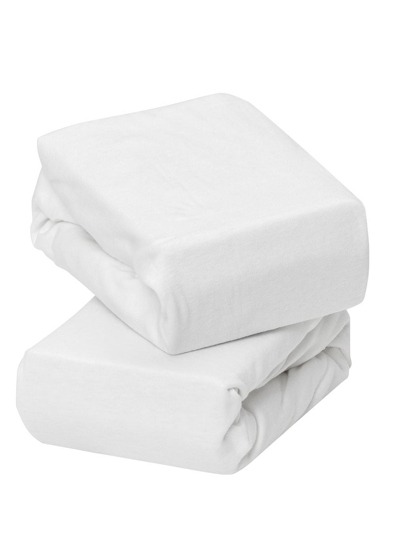 Clevamama 2 Piece Jersey Cotton Fitted Sheets One Size Cot And Cot Bed 70x140x17Cm  White  - Image 1