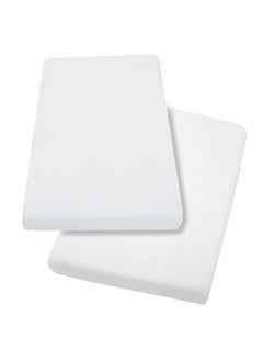 Clevamama 2 Piece Jersey Cotton Fitted Sheets One Size Cot And Cot Bed 70x140x17Cm  White  - Image 2