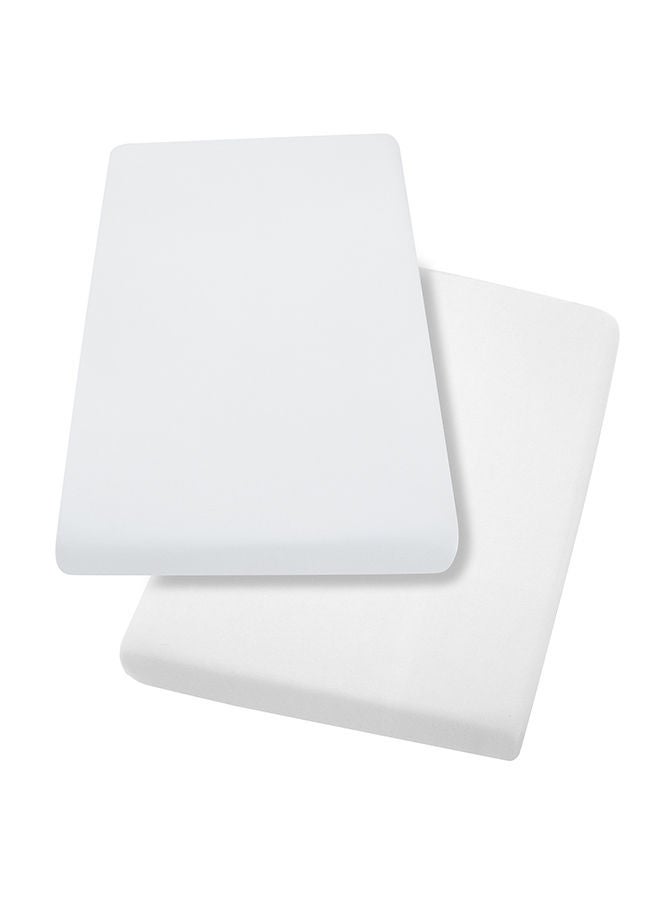 Clevamama 2 Piece Jersey Cotton Fitted Sheets One Size Cot And Cot Bed 70x140x17Cm  White  - Image 2