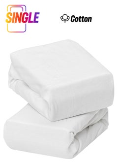 Clevamama 2 Piece Jersey Cotton Fitted Sheets One Size Cot And Cot Bed 70x140x17Cm  White  - Image 1