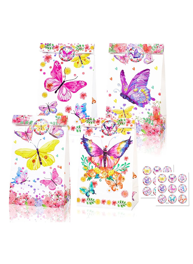 SYOSI 12Pcs Butterfly Party Favor Treat Bags Butterfly Theme Goody Gift Bags with 18Pcs Stickers for Girls Women's Birthdays Wedding Party Supplies - Image 1