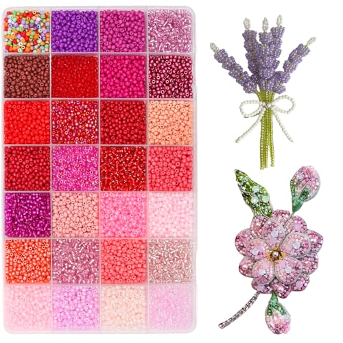 JOJOPLAY 11200pcs Glass Seed Beads for DIY Crafting Bracelet Necklace Embroidery Jewelry Making Supplies (3mm, 400pcs/Color, 28 Colors, Red Scheme) - Image 1