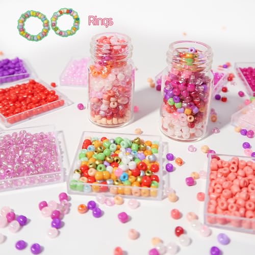 JOJOPLAY 11200pcs Glass Seed Beads for DIY Crafting Bracelet Necklace Embroidery Jewelry Making Supplies (3mm, 400pcs/Color, 28 Colors, Red Scheme) - Image 5