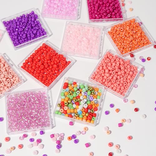 JOJOPLAY 11200pcs Glass Seed Beads for DIY Crafting Bracelet Necklace Embroidery Jewelry Making Supplies (3mm, 400pcs/Color, 28 Colors, Red Scheme) - Image 3