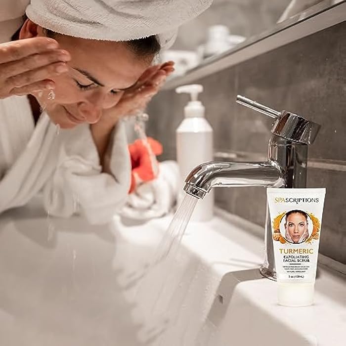 spascriptions Turmeric Exfoliating Facial Scrub Natural Exfoliant to Cleanse Skin, Facial Wash - 5 Oz. Deep Cleansing and Rejuvenating - Image 4