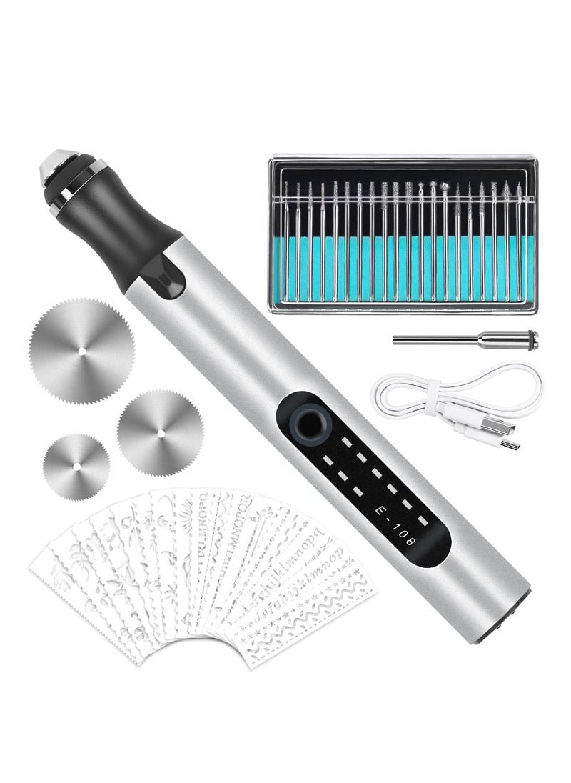 Excefore - Engraving Pen, Electric Engraving Tool Kit, Micro Cordless USB Rechargeable Etching Pen for DIY Art Carving Glass Wood Metal Stone Plastic Nails Jewelry - Image 1