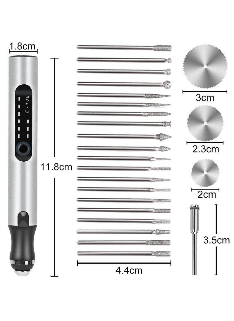 Excefore - Engraving Pen, Electric Engraving Tool Kit, Micro Cordless USB Rechargeable Etching Pen for DIY Art Carving Glass Wood Metal Stone Plastic Nails Jewelry - Image 1