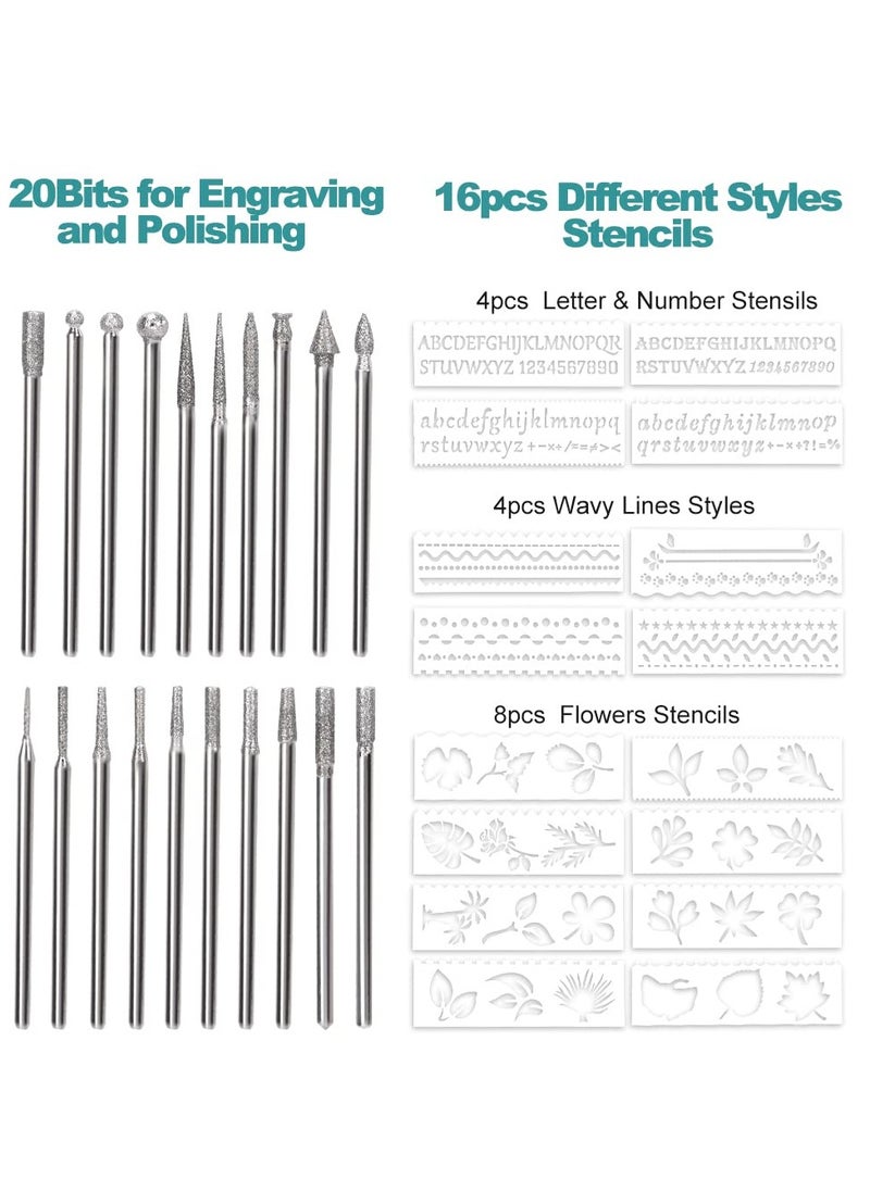 Excefore - Engraving Pen, Electric Engraving Tool Kit, Micro Cordless USB Rechargeable Etching Pen for DIY Art Carving Glass Wood Metal Stone Plastic Nails Jewelry - Image 1