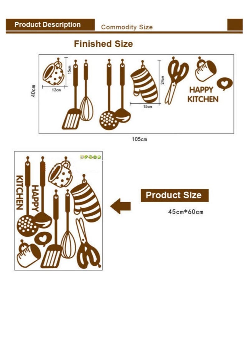 Decals Design Decals Design 'Stylish Kitchen' Wall Sticker (PVC Vinyl, 60 cm x 45 cm, Brown)  - Image 5