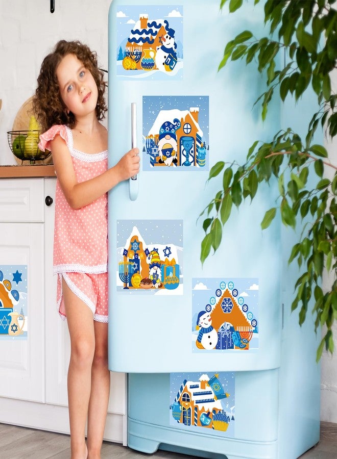 HOWAF 24 Set Hanukkah Crafts Stickers Make Your Own Chanukah Craft Kit DIY Hanukkah Gingerbread House Scene with Stickers for Chanukah Activities Party Decoration Arts Crafts - Image 4