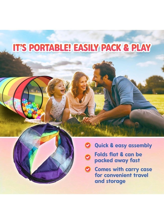 Playz Kids Play Tunnel For Toddlers 1-3 And Up, Large 21" Opening Colorful Rainbow Pop Up Baby Tunnel For Kids To Crawl Through, Indoor & Outdoor Kids Tunnel For Babies, Cat, Dog, Pets Crawling Tunnel  - Image 5