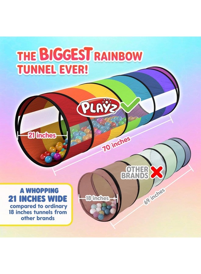 Playz Kids Play Tunnel For Toddlers 1-3 And Up, Large 21" Opening Colorful Rainbow Pop Up Baby Tunnel For Kids To Crawl Through, Indoor & Outdoor Kids Tunnel For Babies, Cat, Dog, Pets Crawling Tunnel  - Image 2