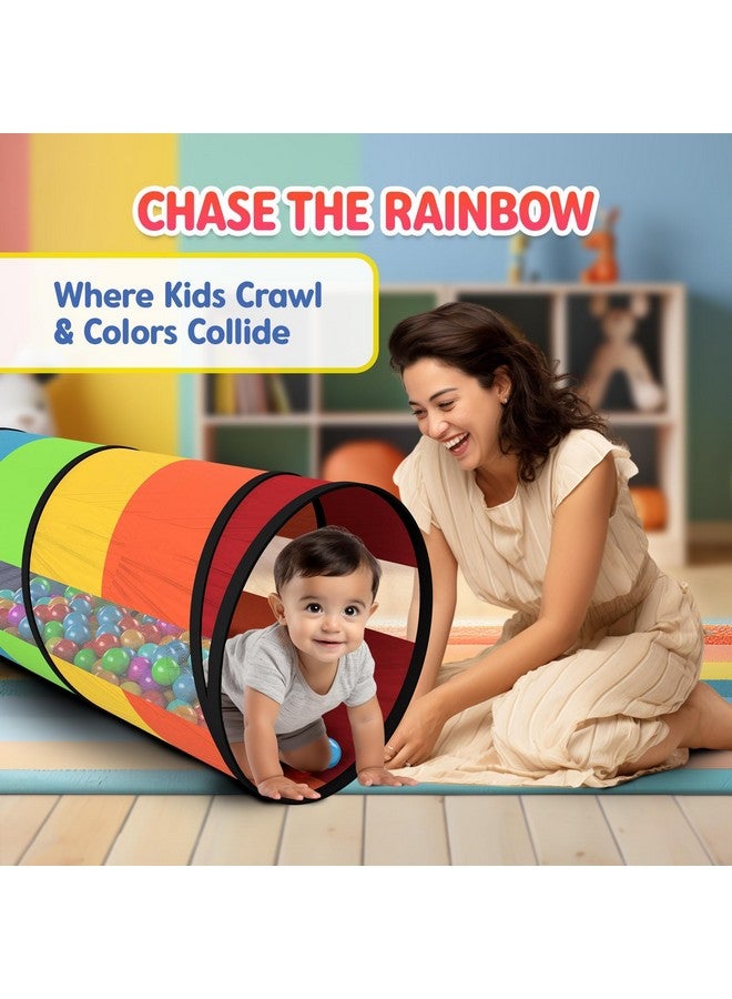 Playz Kids Play Tunnel For Toddlers 1-3 And Up, Large 21" Opening Colorful Rainbow Pop Up Baby Tunnel For Kids To Crawl Through, Indoor & Outdoor Kids Tunnel For Babies, Cat, Dog, Pets Crawling Tunnel  - Image 3