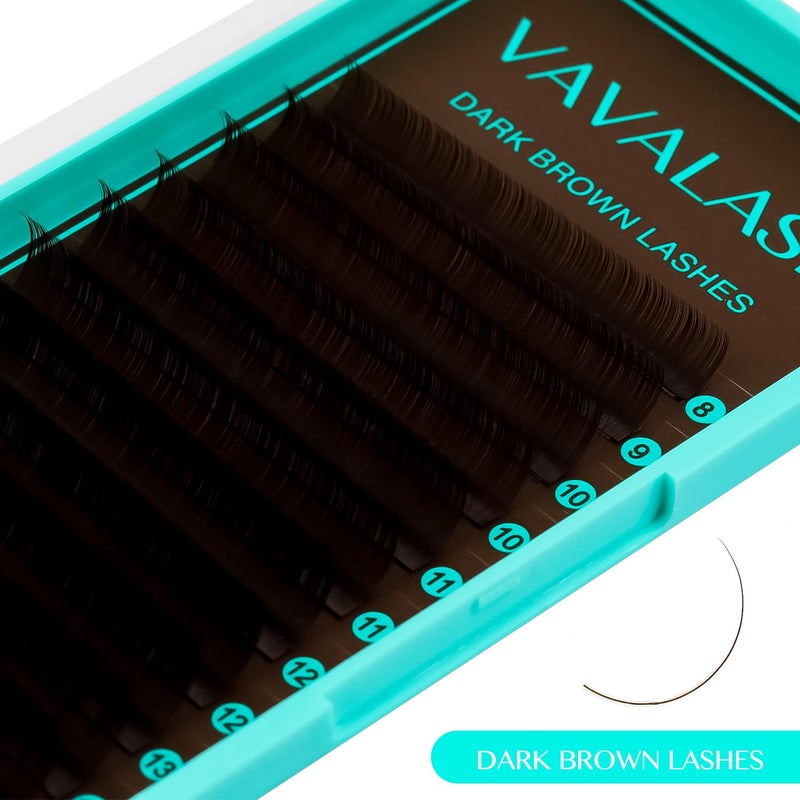 VAVALASH Colored Lash Extensions Dark Brown Eyelash Extensions 0.03 0.05 0.07 Volume Lash Extension 8-15mm Mixed Lashes C D Curl Premium color Lashes Extension(Dark Brown-0.03-D-8-15mm) - Image 2