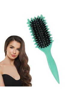 Curl Defining Brush, 2024 New Curl Brush for Curly Hair Styling Brush, Shaping and Defining Curls Comb for Women Men Less Pulling and Curl Separation (Green 1PCS)
