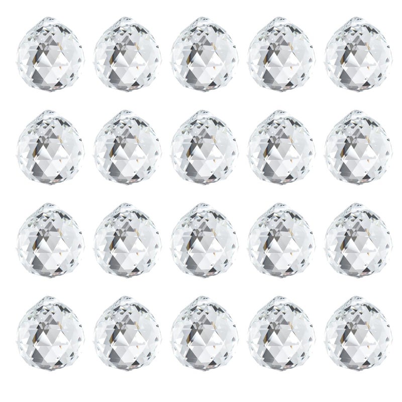 cozyou 20 Pcs 20mm Clear Crystal Prism Pendant Hanging Crystal Feng Shui Ball Prism Pendant Suncatcher Ball for Wedding Christmas Birthday Window Decoration - Image 1