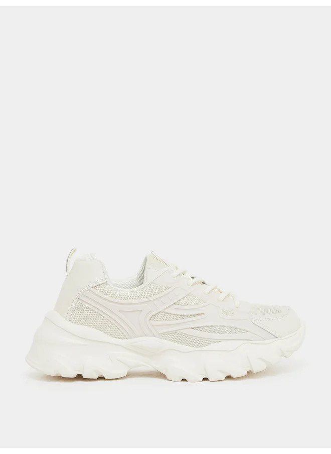ستايلي Styli Chunky Sole Lace Up Panelled Sneakers