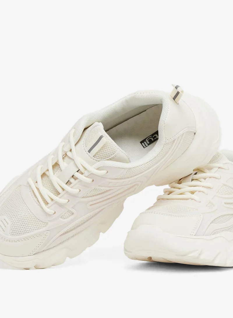 Styli  Chunky Sole Lace Up Panelled Sneakers for Women | Best Price UAE