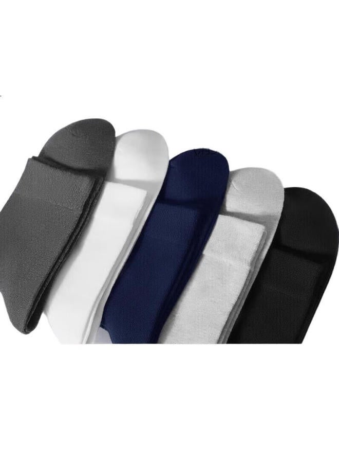 Cotton Thirteen Men'S Socks【100% Cotton】Mid-Calf Spring Summer Antibacterial Odor-Resistant Men'S Socks Solid Color Business Casual Breathable 5 Pairs - Image 2