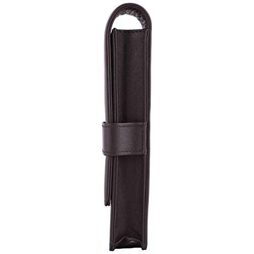 DiLoro Leather Triple Pen Case Pencil Pouch Holder for Three Fountain Ballpoint Rollerball Pens and Pencils (Brown) - Image 3