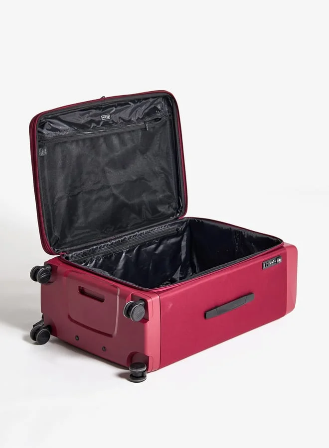 وايف Women's Textured Softcase Luggage Trolley Bag with Retractable Handle