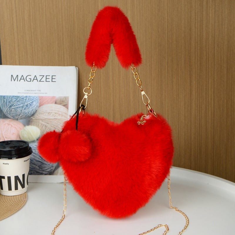 Faux Fur Love Heart Handbag - Image 2