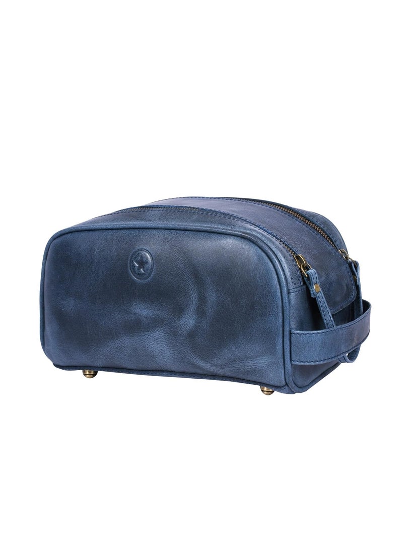 AARON LEATHER GOODS VENDIMIA ESTILO 10" Premium Leather Toiletry Travel Pouch With Waterproof Lining | King-Size Handcrafted Vintage Dopp Kit By Aaron Leather Goods (Chestnut) 