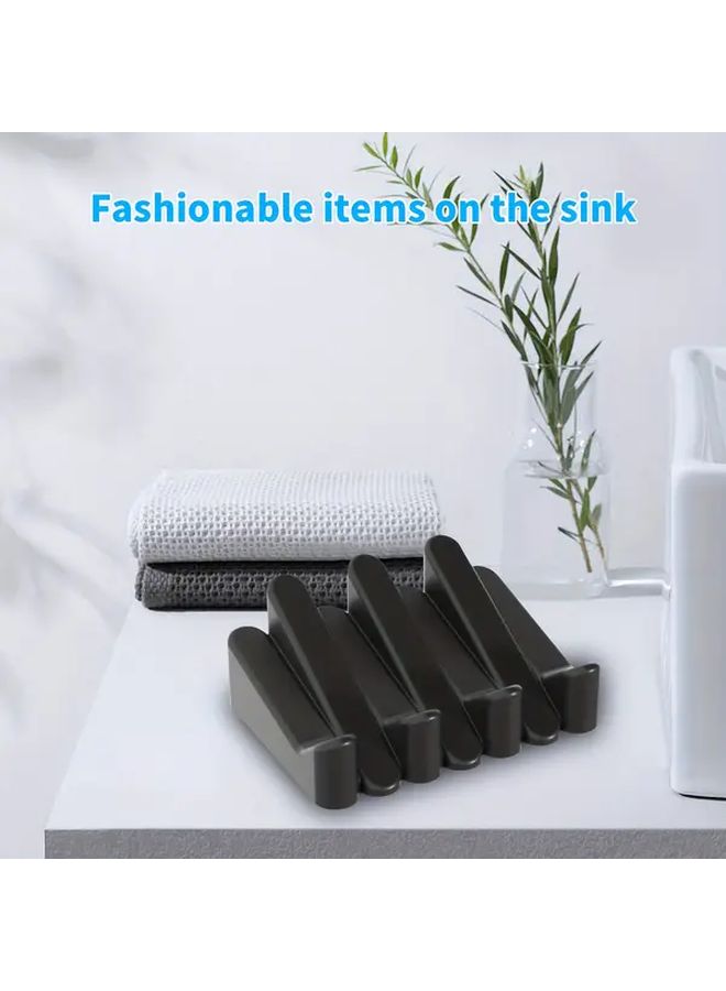 حامل صابون سيليكون أبيض غير قابل للانزلاق مقاوم للماء مع فتحات تصريف للحمام والمطبخ - Image 5