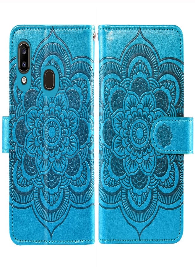 Asuwish Compatible with Samsung Galaxy A20 A30 Wallet Case and Tempered Glass Screen Protector Flower Flip Card Holder Stand Cell Phone Cover for Glaxay M10s A 20 30 Gaxaly 20A SM A205G Women Men Blue - Image 5