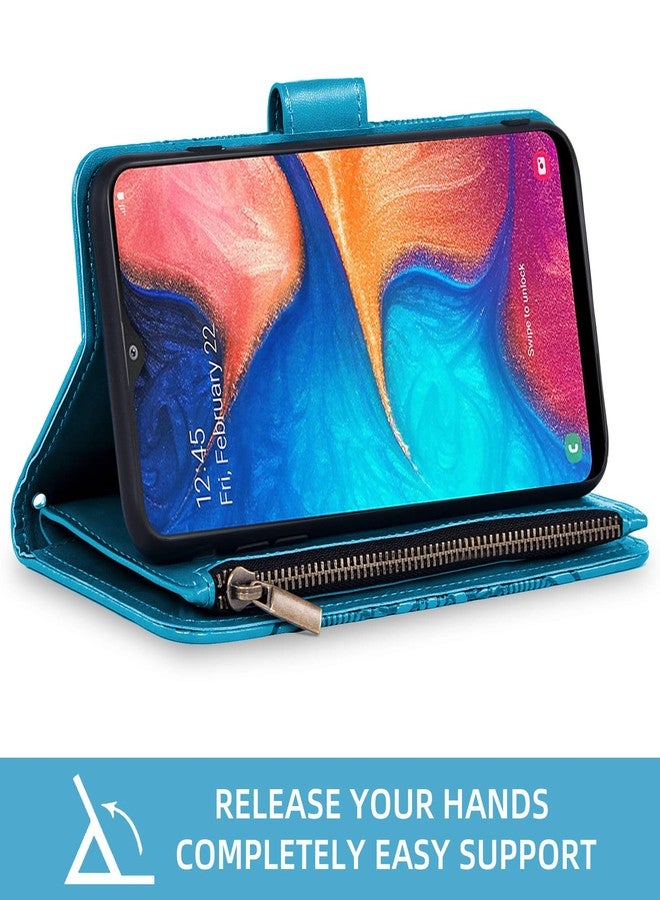 Asuwish Compatible with Samsung Galaxy A20 A30 Wallet Case and Tempered Glass Screen Protector Flower Flip Card Holder Stand Cell Phone Cover for Glaxay M10s A 20 30 Gaxaly 20A SM A205G Women Men Blue - Image 3