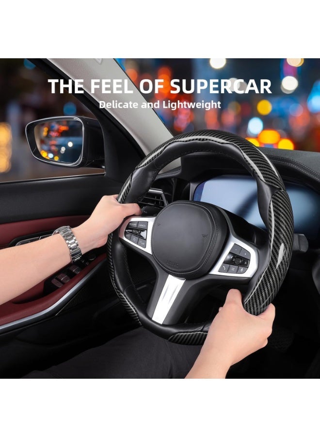 بوانيرت أغطية عجلة القيادة من ألياف الكربون، 3 قطع، غطاء عجلة القيادة القابل للتثبيت (أسود) - Image 3