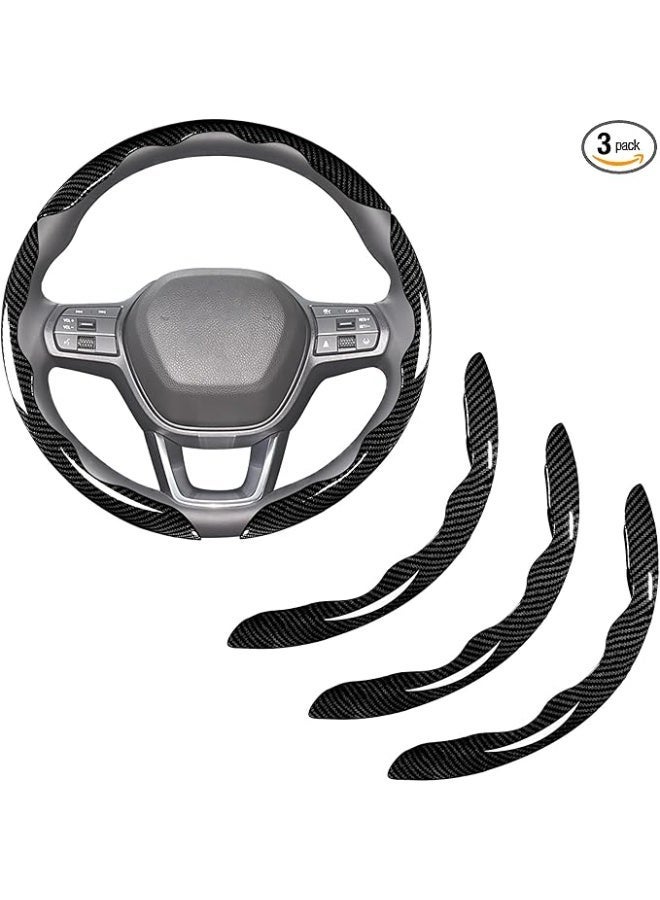 بوانيرت أغطية عجلة القيادة من ألياف الكربون، 3 قطع، غطاء عجلة القيادة القابل للتثبيت (أسود) - Image 1