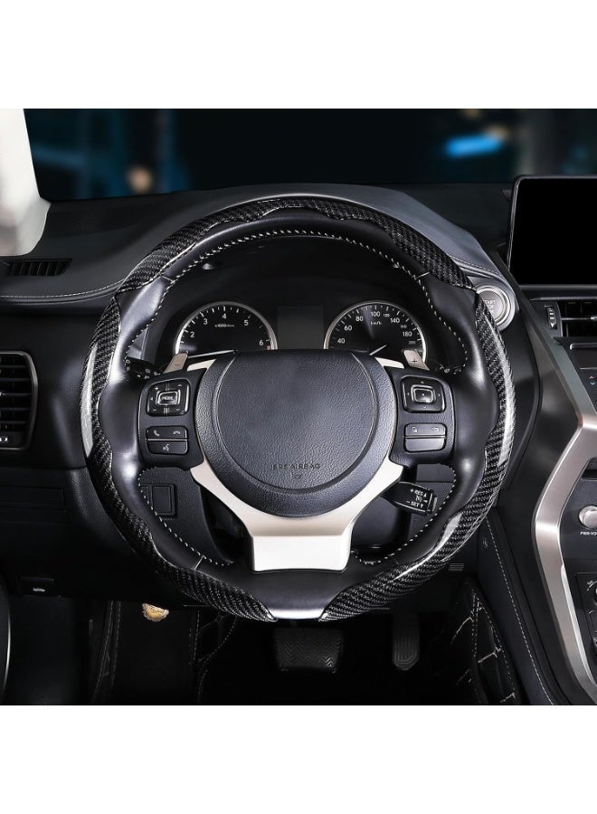 بوانيرت أغطية عجلة القيادة من ألياف الكربون، 3 قطع، غطاء عجلة القيادة القابل للتثبيت (أسود) - Image 2
