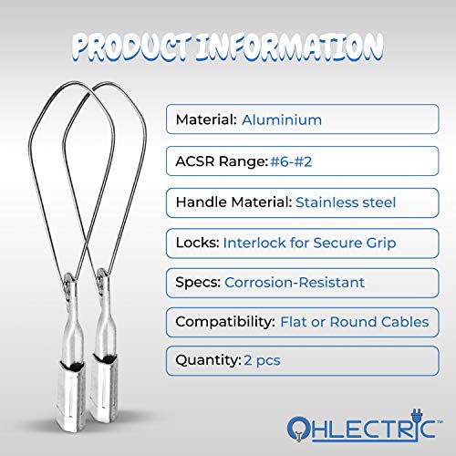 OHLECTRIC 2 Pack - Range 6-2 Aluminium Wedge Clamps - Stainless Steel Ball Handle - Secure Locking System - Aerial Cable Tightening & Sag Prevention - Durable Clamp - Image 3