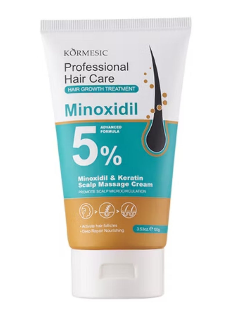 Kormesic Professional Hair Care 5% Minoxidil & Keratin Scalp Massage Cream 100G Hair Growth Treatment Scalp Cream with Minoxidil 5% Strengthen Hair Promote Hair Regrowth Reduce Hair Loss for Women And Men - Image 1